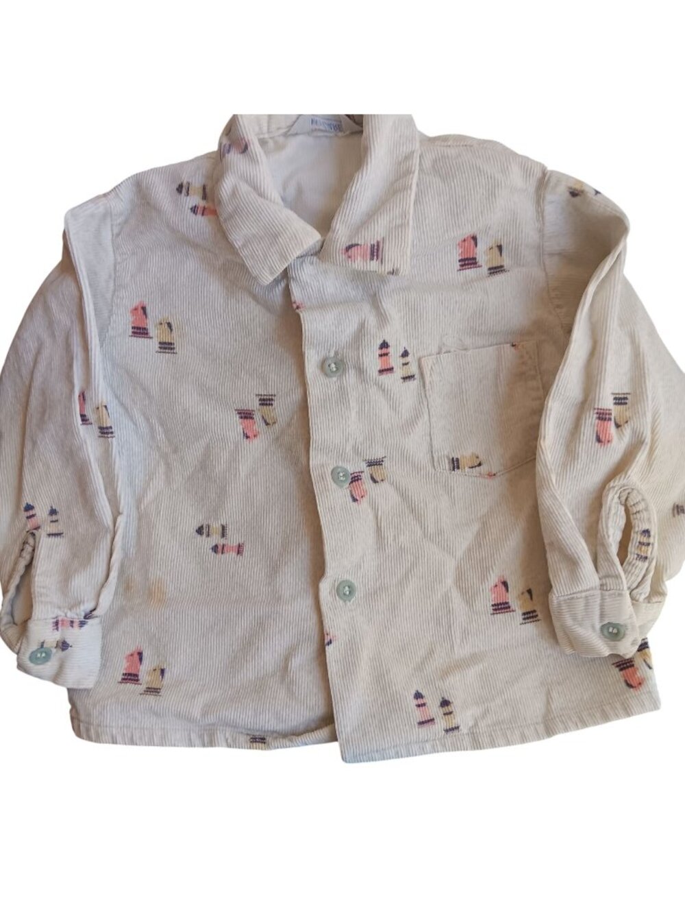 True Vintage 1950's Boys 4T Danny Dare Toddler Corduroy Button-Up Shirt Atomic